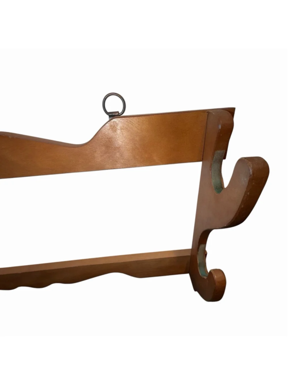 Vintage Dual Wall Hanging Display Rack w/Green Felt Multi Purpose Coat Rack